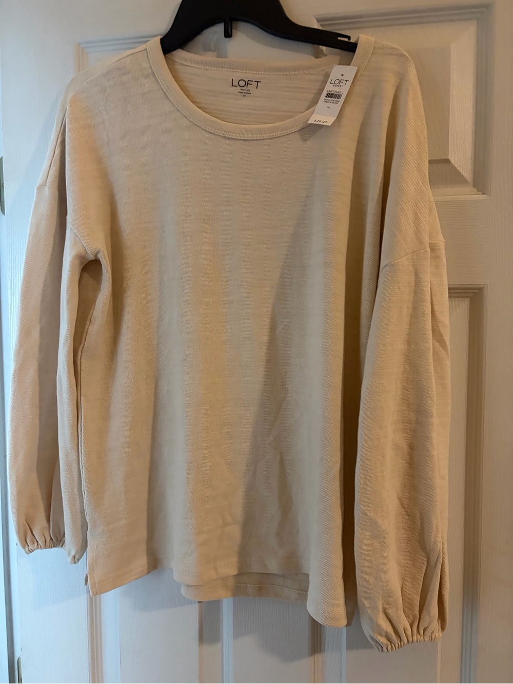 LOFT Neutral Crewneck medium weight top